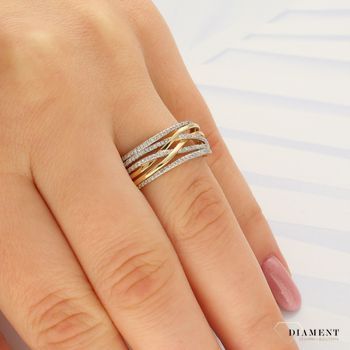 Pierścionek złoty DIAMENT żółte złoto, diamenty, pleciona obrączka 0660027128 HSI.jpg